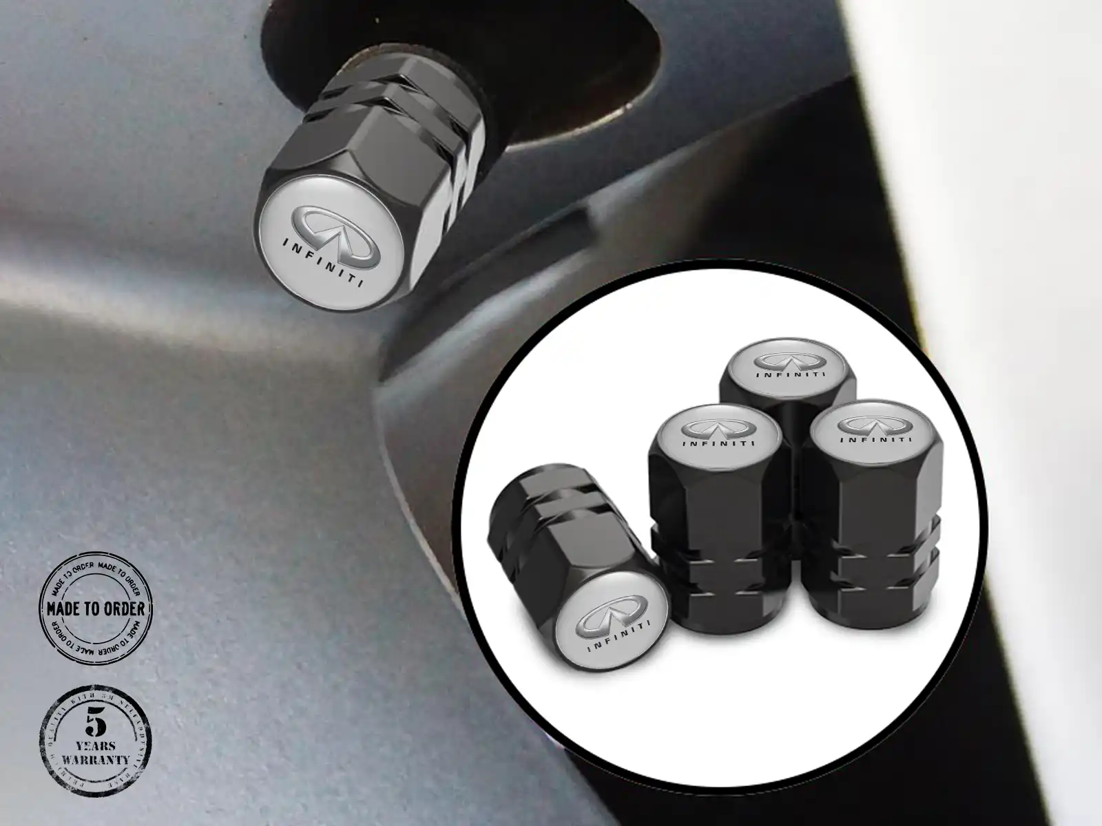 Infiniti Tire Valve Caps for Bicycle Racing Style